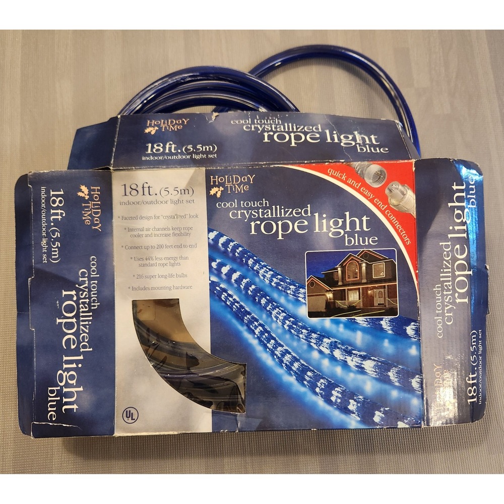 Holiday Time 18ft Blue Cool Touch Crystallized Rope Lights Indoor Outdoor